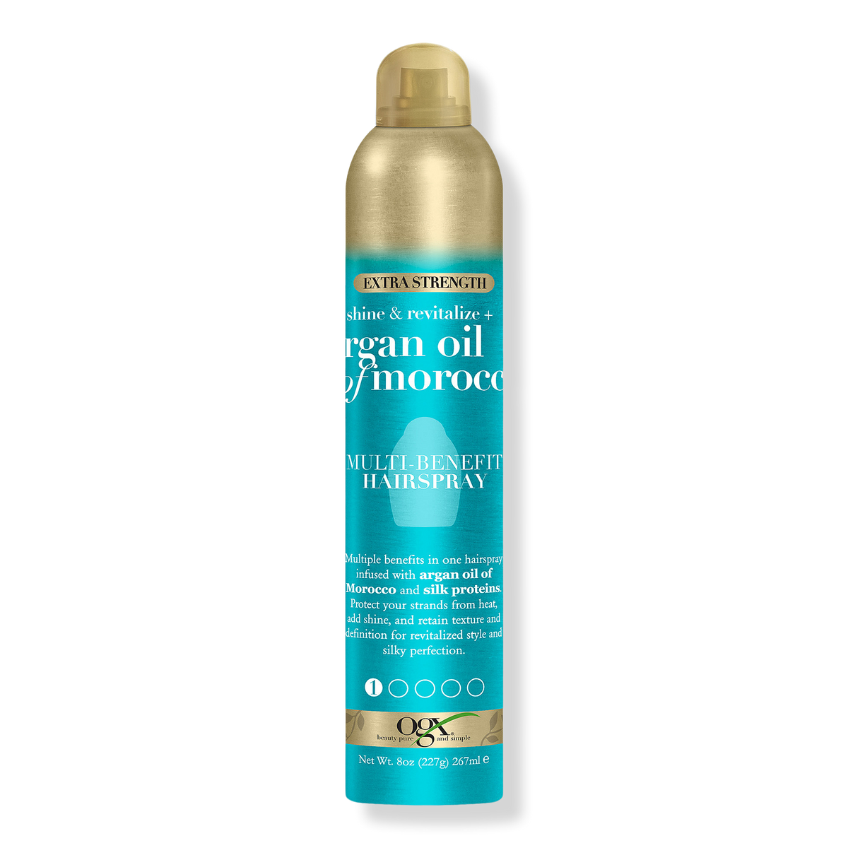 OGX Argan Oil of Morocco Shine & Revitalize Extra Strength Multi-Benefit Hairspray, 8 oz