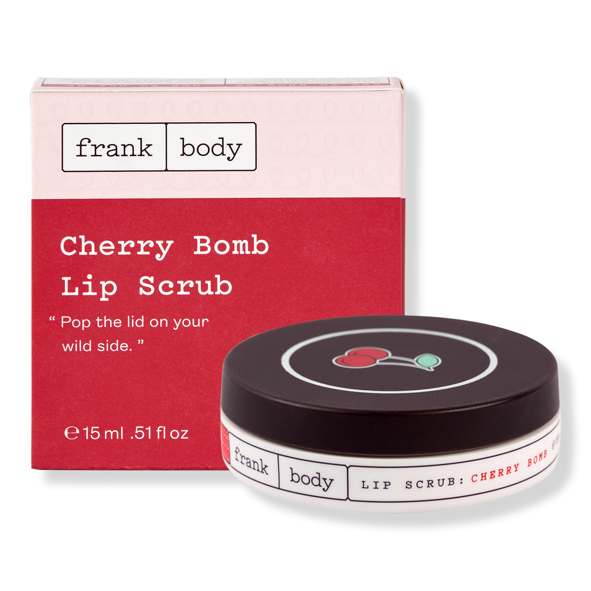 frank body Cherry Bomb Lip Scrub, 0.51 oz
