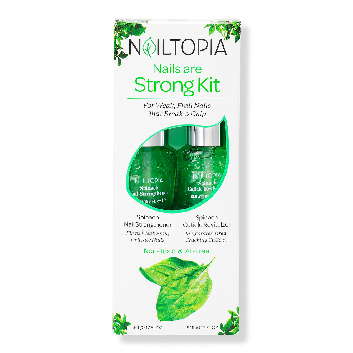 Nailtopia Nails are Strong Spinach Nail Strengthener and Cuticle Revitalizer Kit
