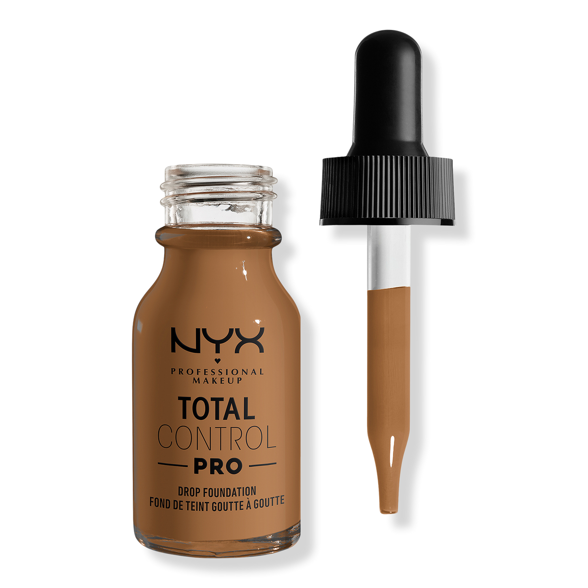 NYX Professional Makeup Total Control Pro Drop Skin-True Buildable Vegan Foundation, Nutmeg, 0.43 oz