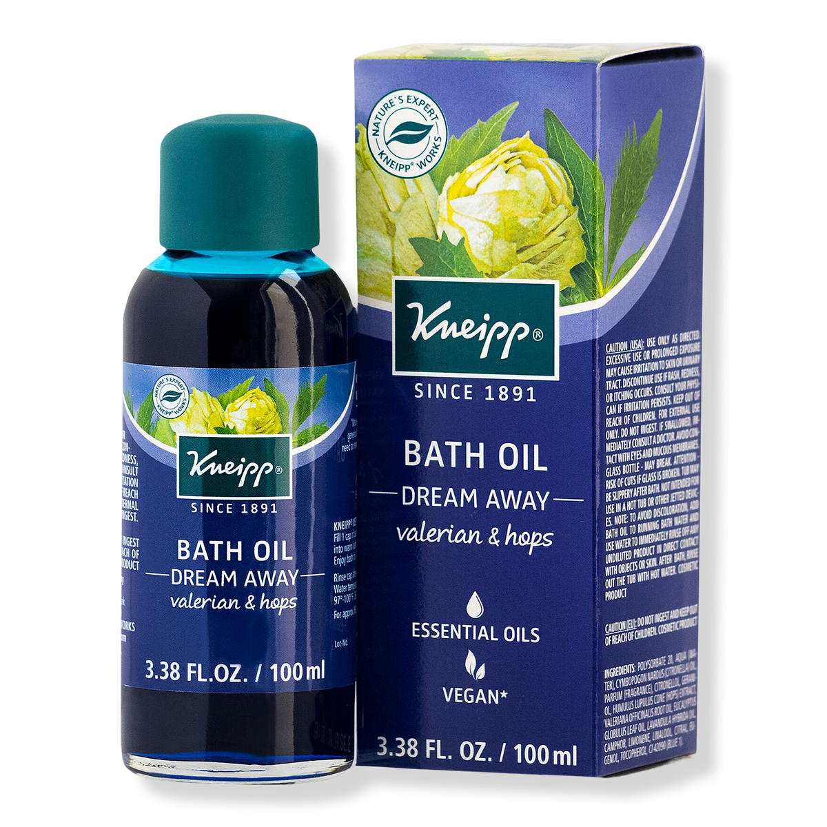 Kneipp Dream Away Valerian & Hops Herbal Bath Oil, 3.3 oz