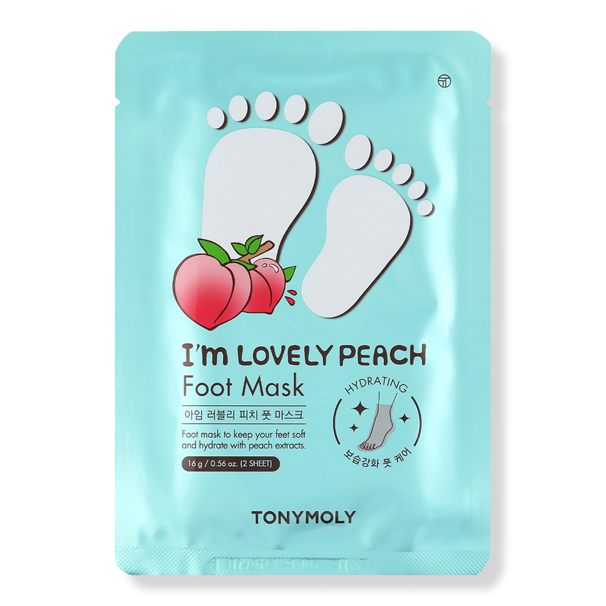 TONYMOLY I'm Lovely Peach Foot Mask, 0.56 oz