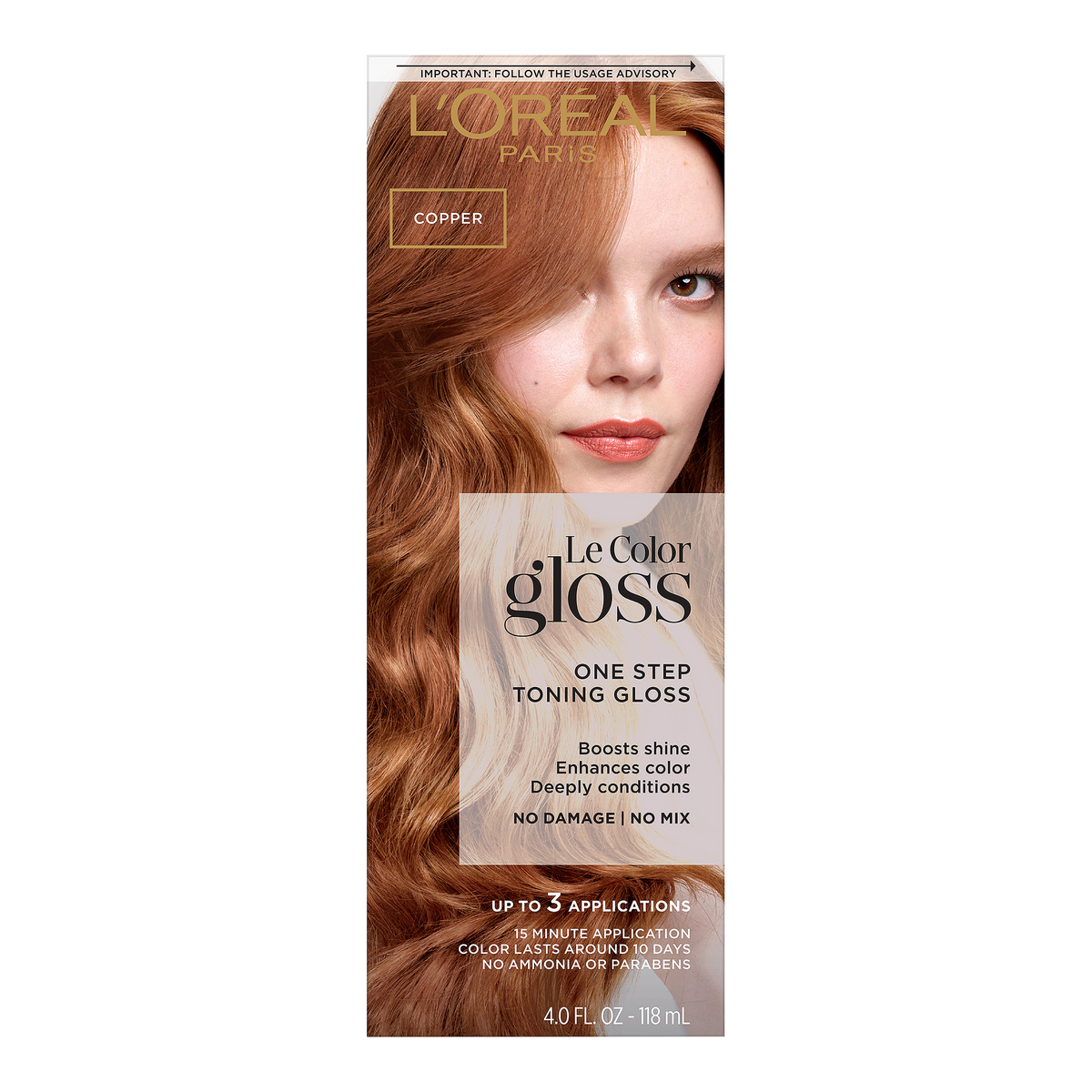 L'Oréal Le Color Gloss One Step Toning Gloss, Copper, 4 oz