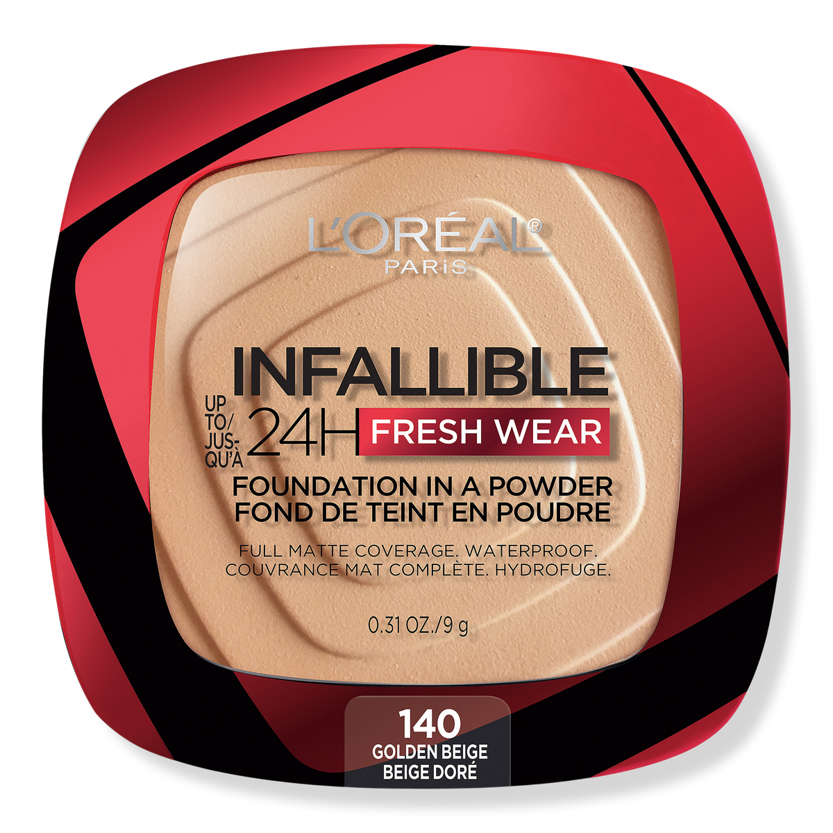 L'Oréal Infallible 24HR Fresh Wear Foundation In A Powder, 140 Golden Beige, 0.31 oz