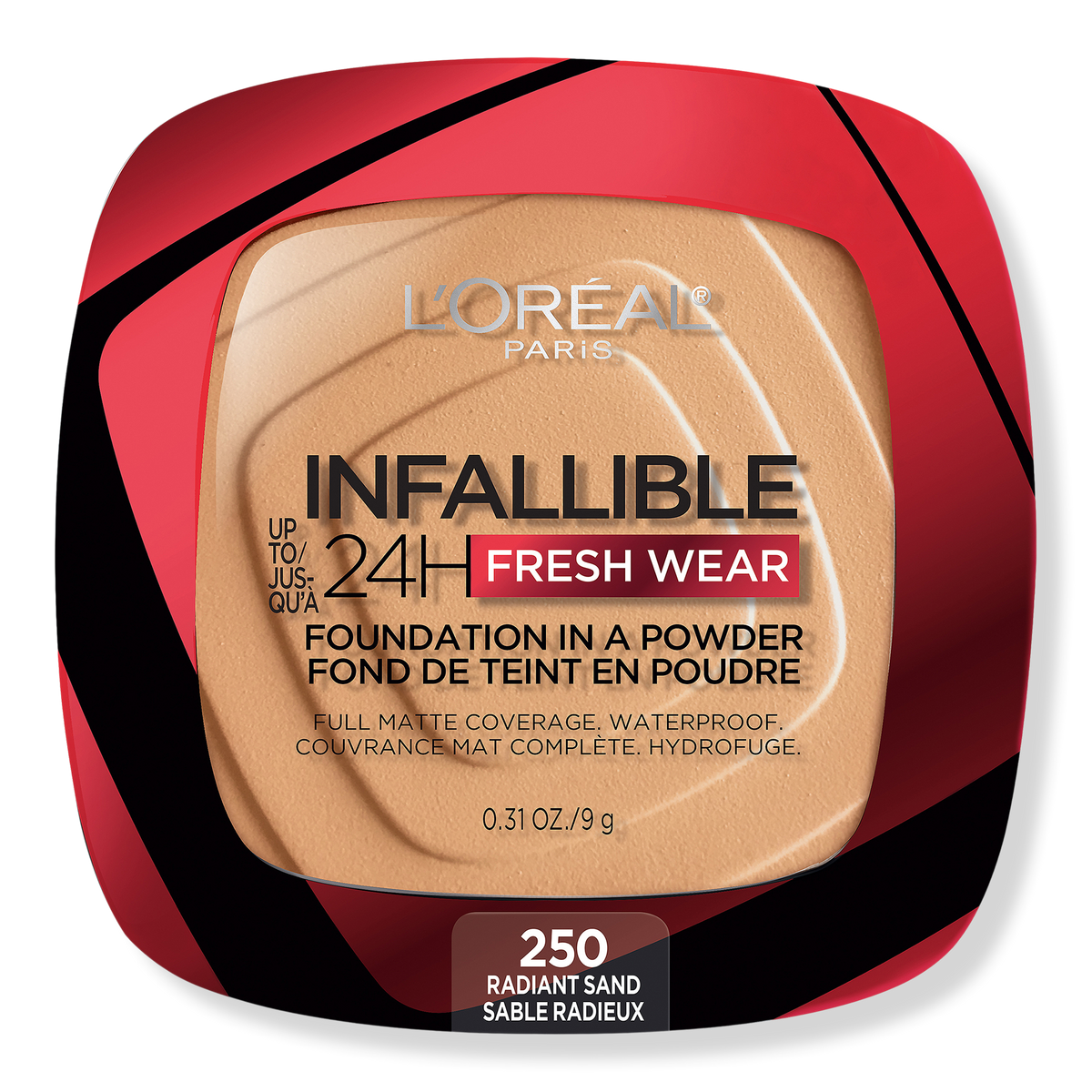 L'Oréal Infallible 24HR Fresh Wear Foundation In A Powder, 250 Radiant Sand, 0.31 oz