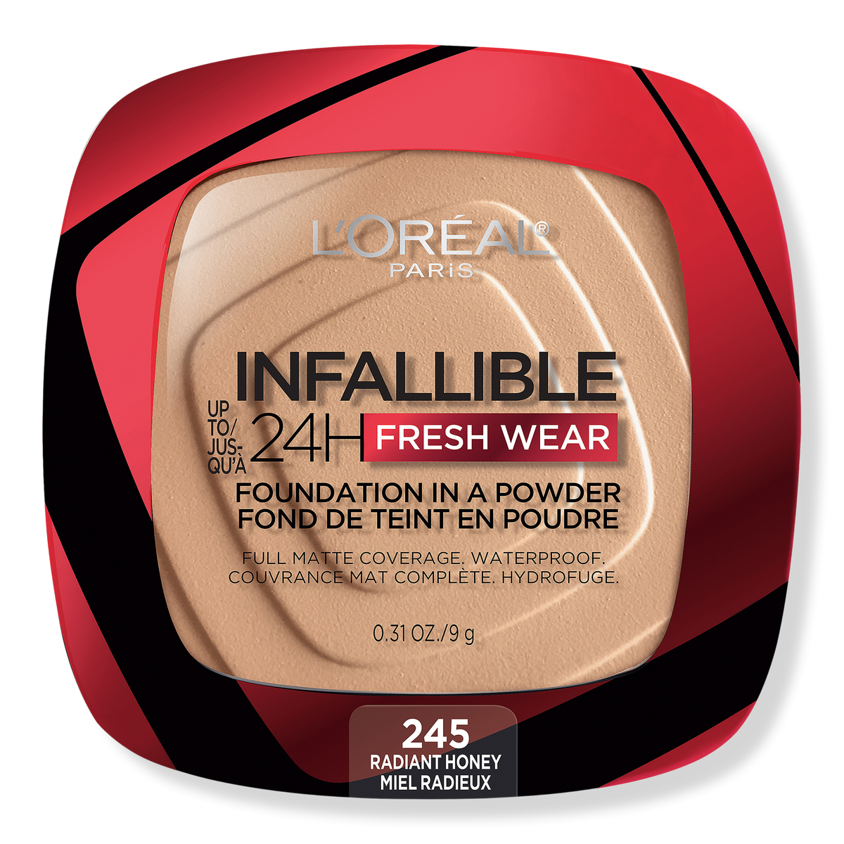 L'Oréal Infallible 24HR Fresh Wear Foundation In A Powder, 245 Radiant Honey, 0.31 oz