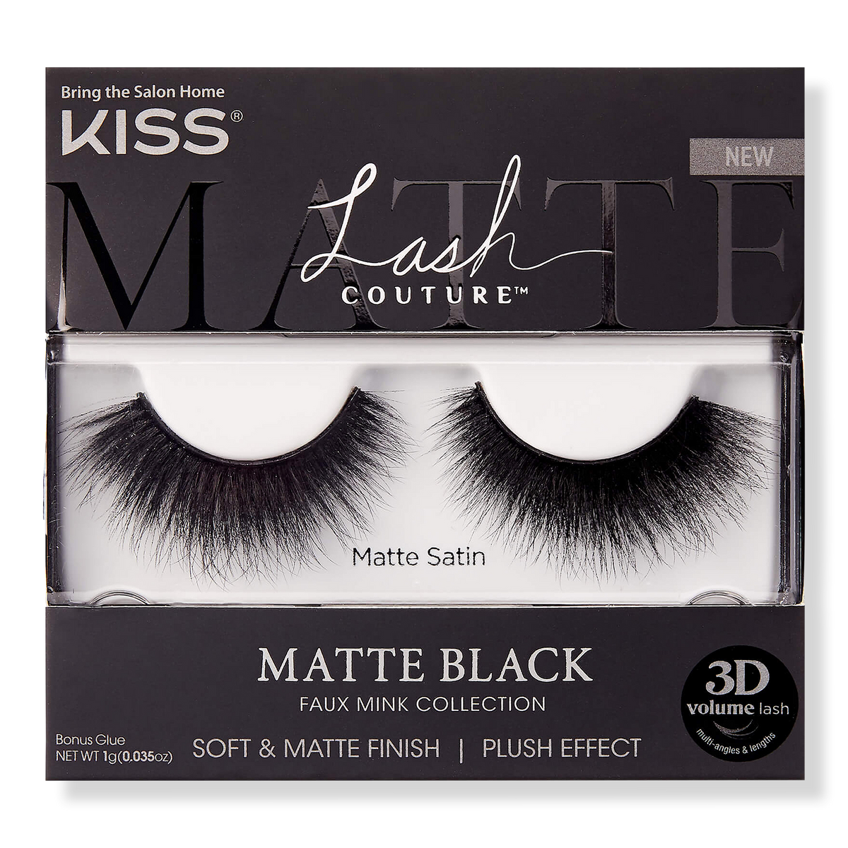 Kiss Lash Couture Matte Black, Soft & Matte Finish, Matte Satin