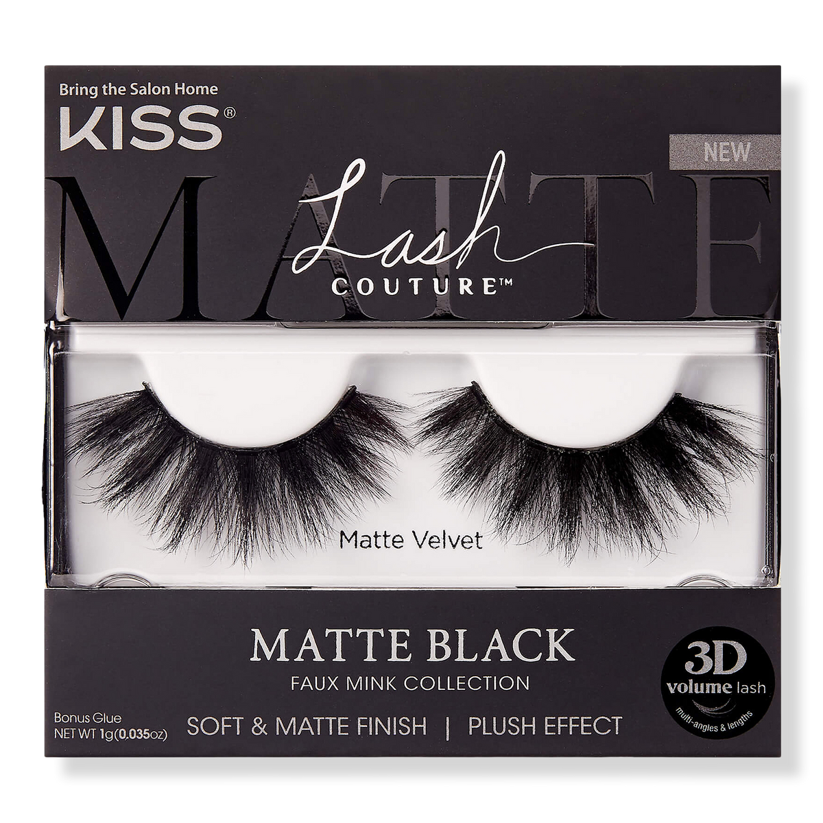 Kiss Lash Couture Matte Black, Soft & Matte Finish, Matte Velvet