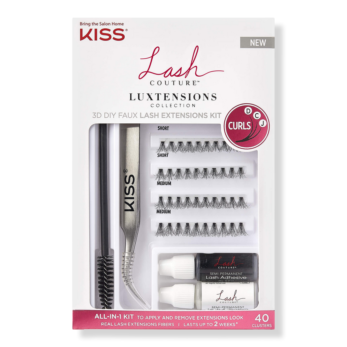 Kiss Lash Couture Luxtensions, All-In-1-Kit, Clusters, 40 ea
