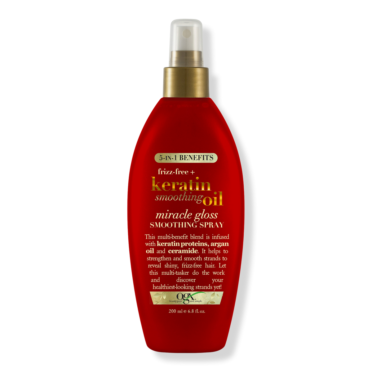 OGX Frizz-Free + Keratin Smoothing Oil Miracle Gloss Spray, 6.8 oz