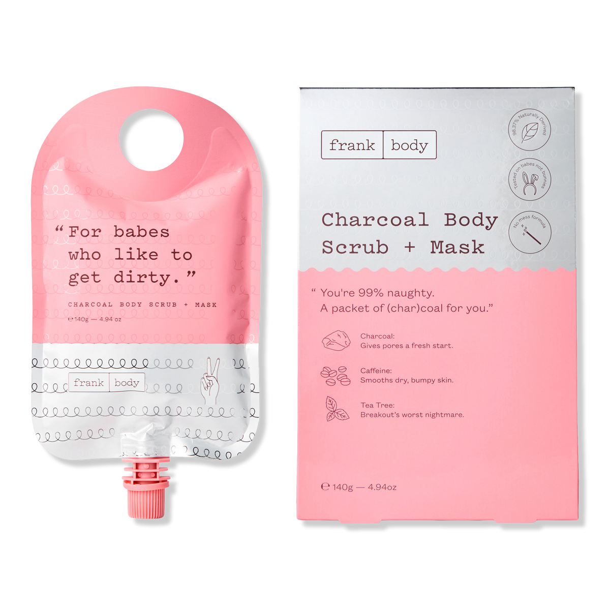 frank body Charcoal Body Scrub + Mask, 4.94 oz