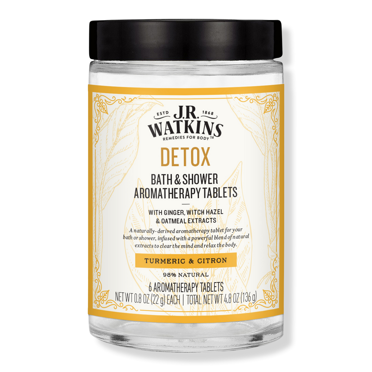 J.R. Watkins DETOX Bath & Shower Aromatherapy Tablets, 6 ea