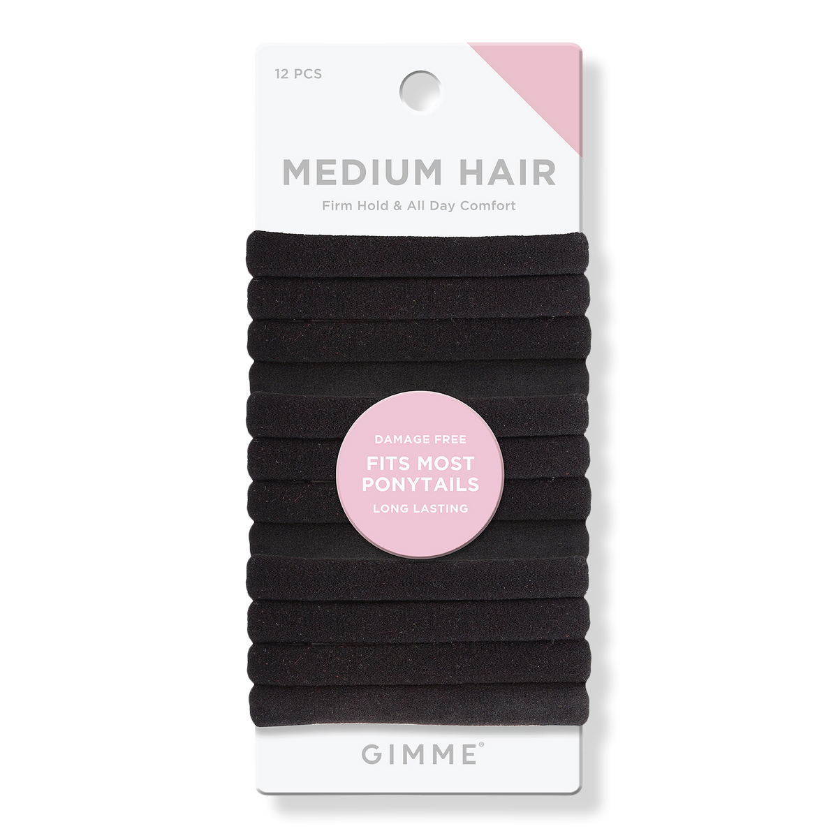 GIMME beauty Medium Hair Black Bands, 12 ea