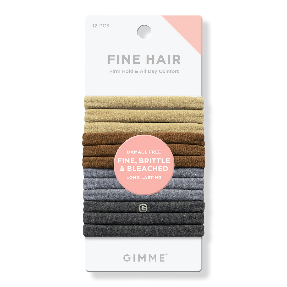 GIMME beauty Fine Hair Multi-Color Neutral Bands, 12 ea