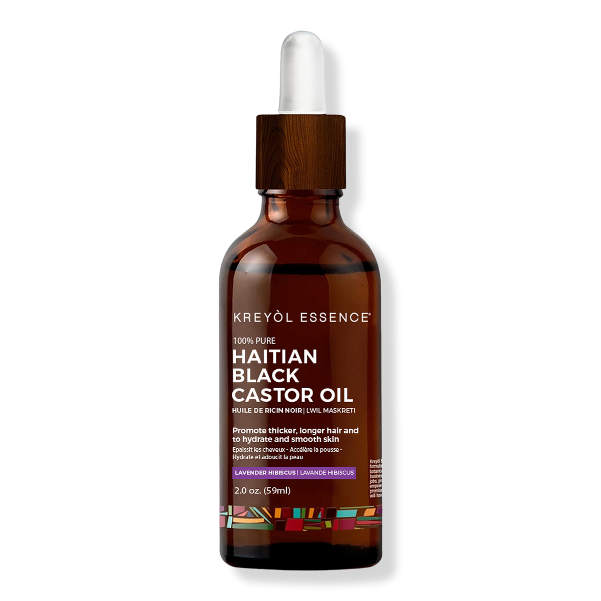 Kreyòl Essence Haitian Black Castor Oil, Lavender Hibiscus, 2 oz