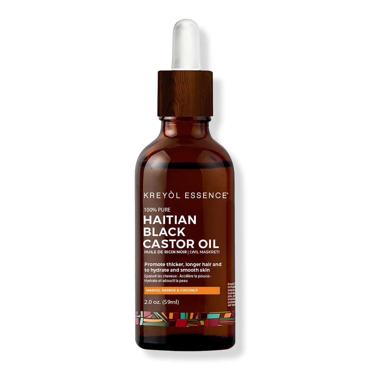 Krey貌l Essence Haitian Black Castor Oil, Mango, Papaya & Coconut, 2 oz