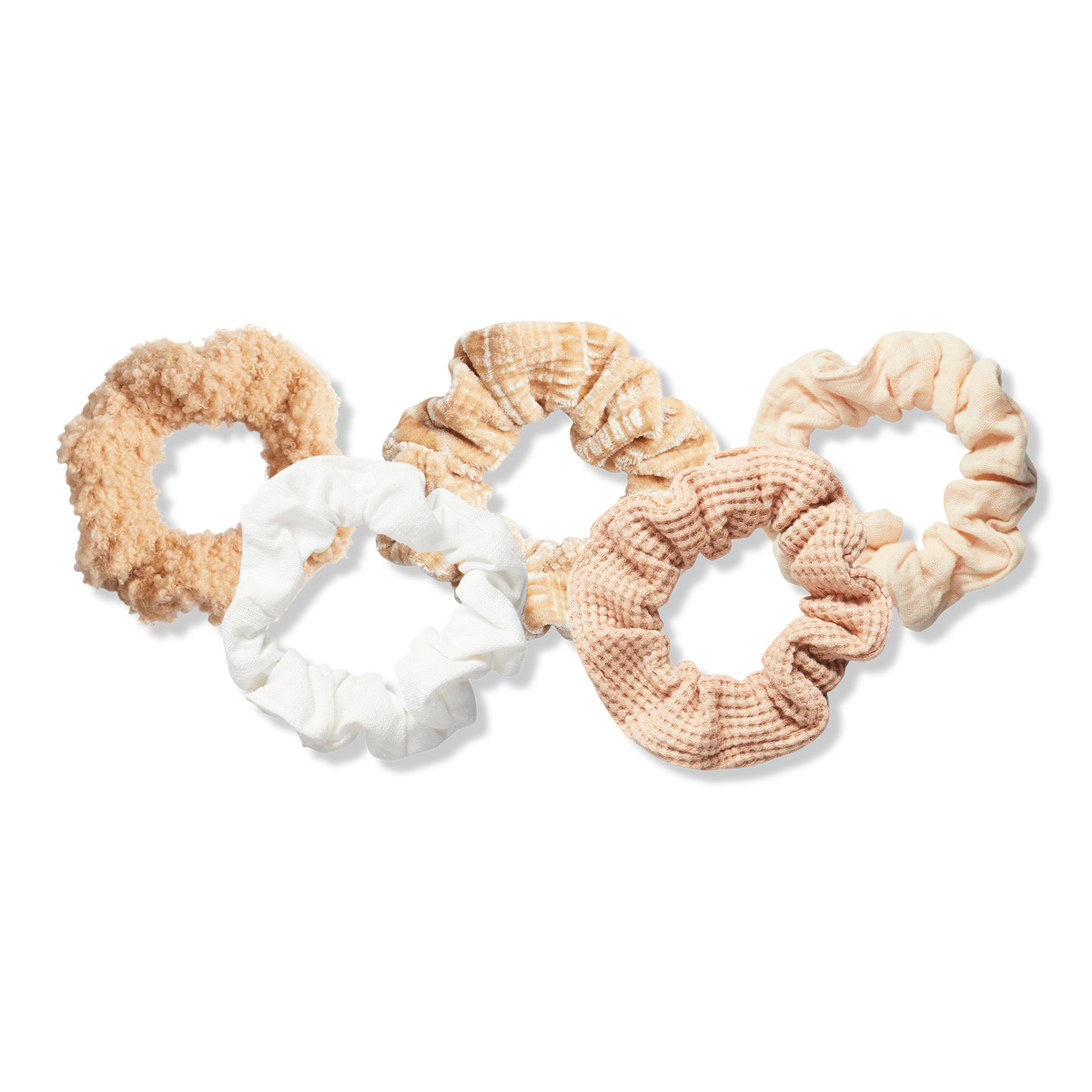Kitsch Sand Assorted Textured Scrunchies Set, 5 ea