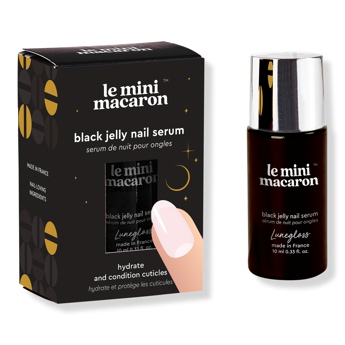 Le Mini Macaron Lunegloss Black Jelly Nail Serum, 0.47 oz