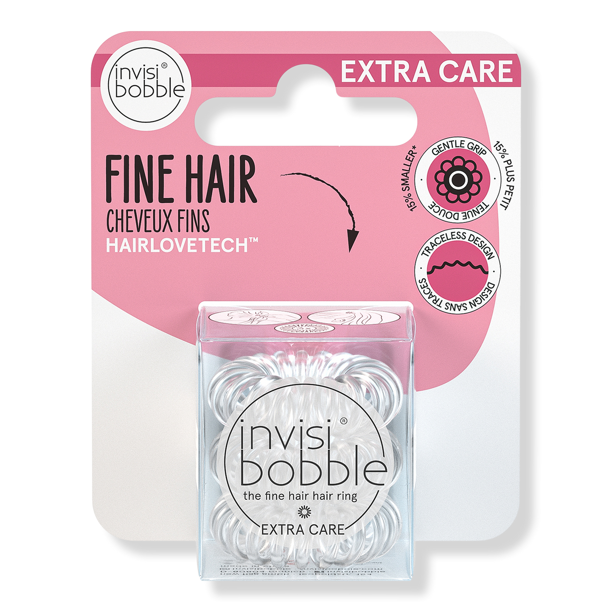 Invisibobble EXTRA CARE, Clear, 3 ea