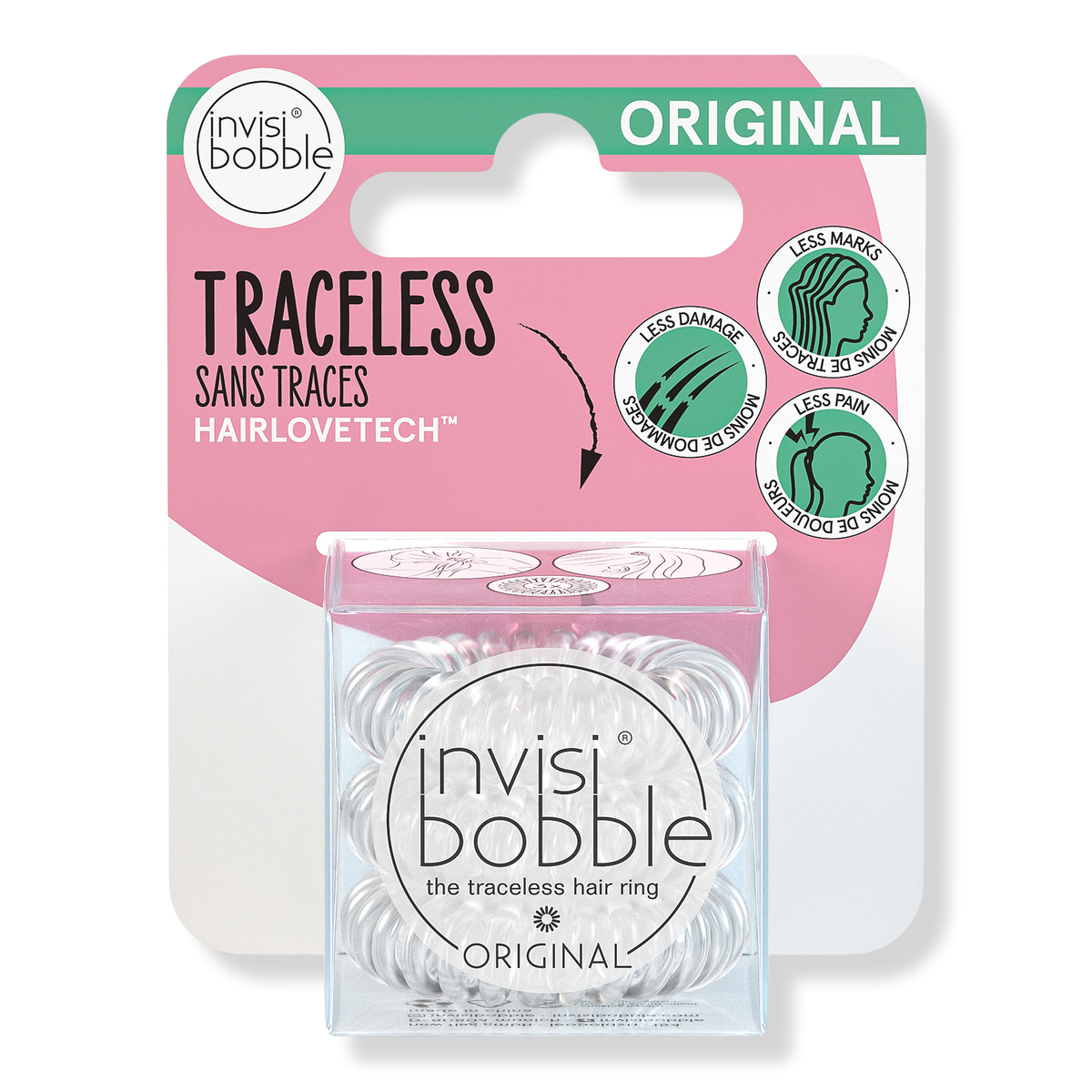 Invisibobble ORIGINAL, Crystal Clear, 3 ea