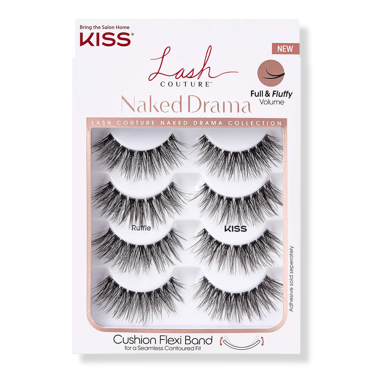 Kiss Lash Couture Naked Drama Multipack, Ruffle, 4 pair