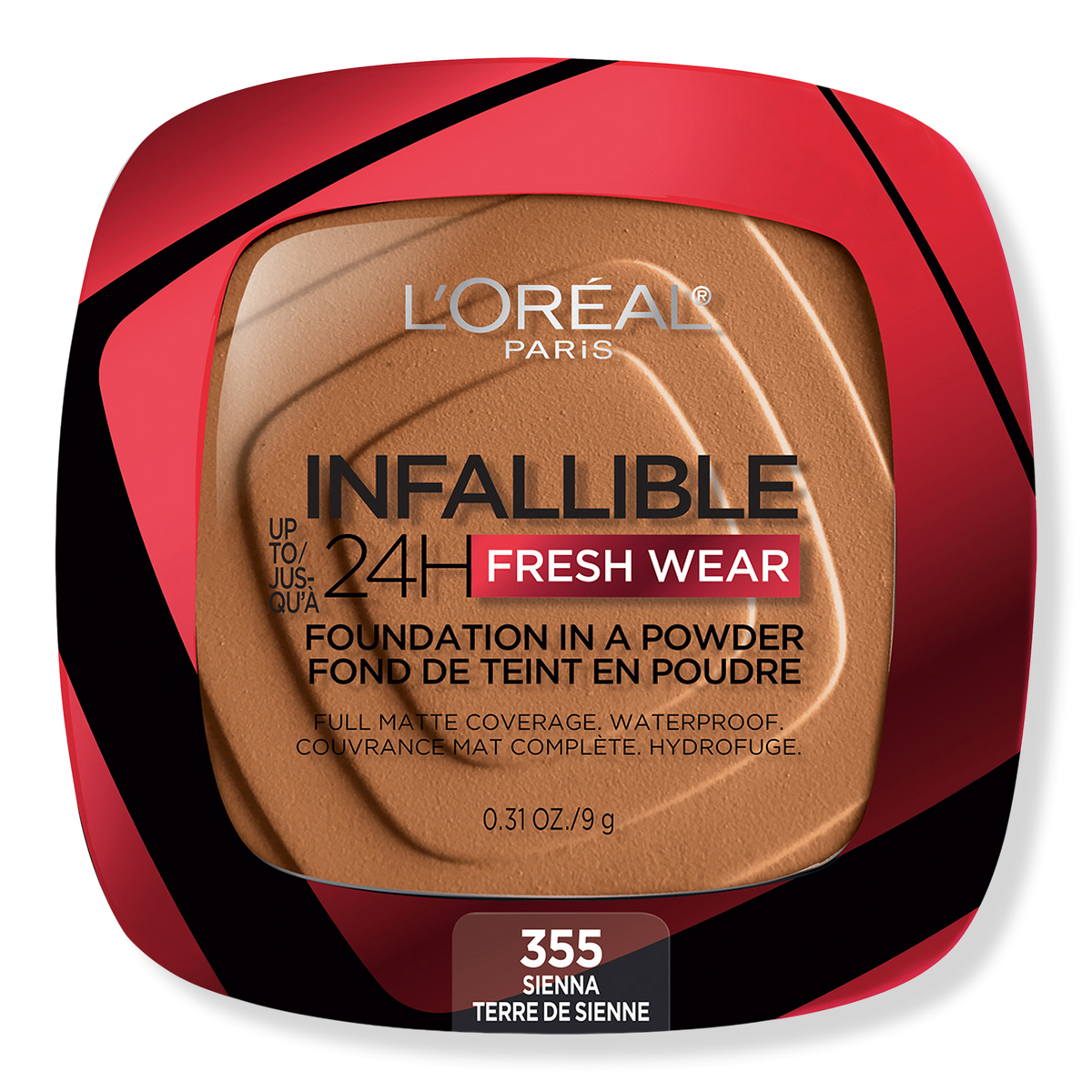 L'Oréal Infallible 24HR Fresh Wear Foundation In A Powder, 355 Sienna, 0.31 oz