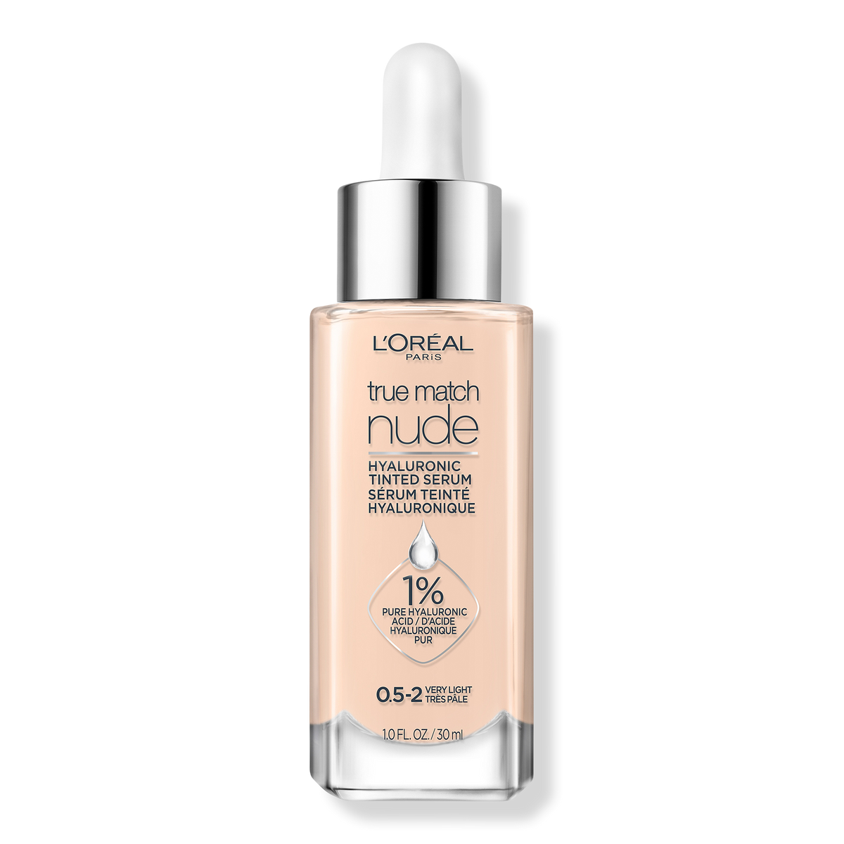 L'Oréal True Match Nude Hyaluronic Tinted Serum, 0.5-2 Very Light, 1 oz