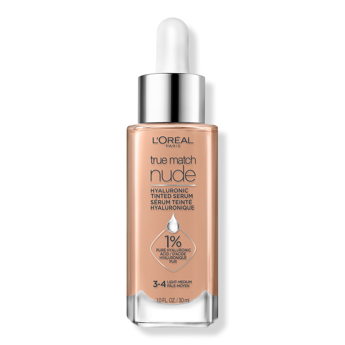 L'Oréal True Match Nude Hyaluronic Tinted Serum, 3-4 Light-Medium, 1 oz