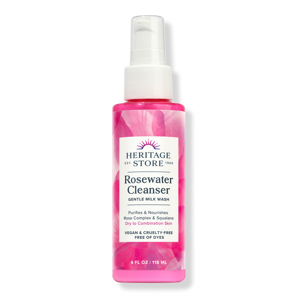 Heritage Store Rosewater Cleanser, 4 oz