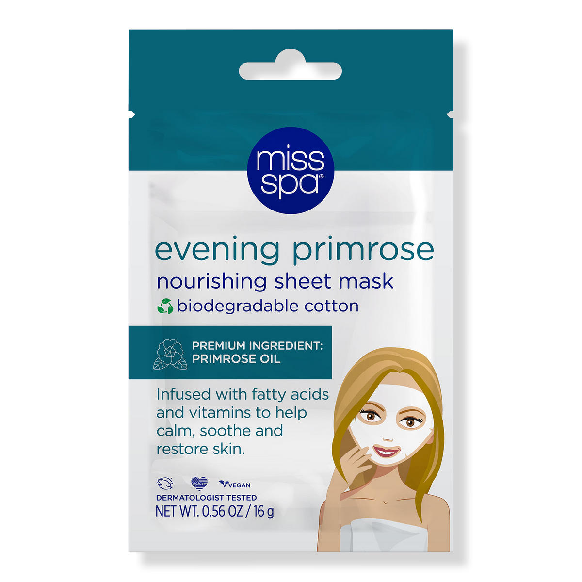 Miss Spa Evening Primrose Nourishing Sheet Mask, 1 ea