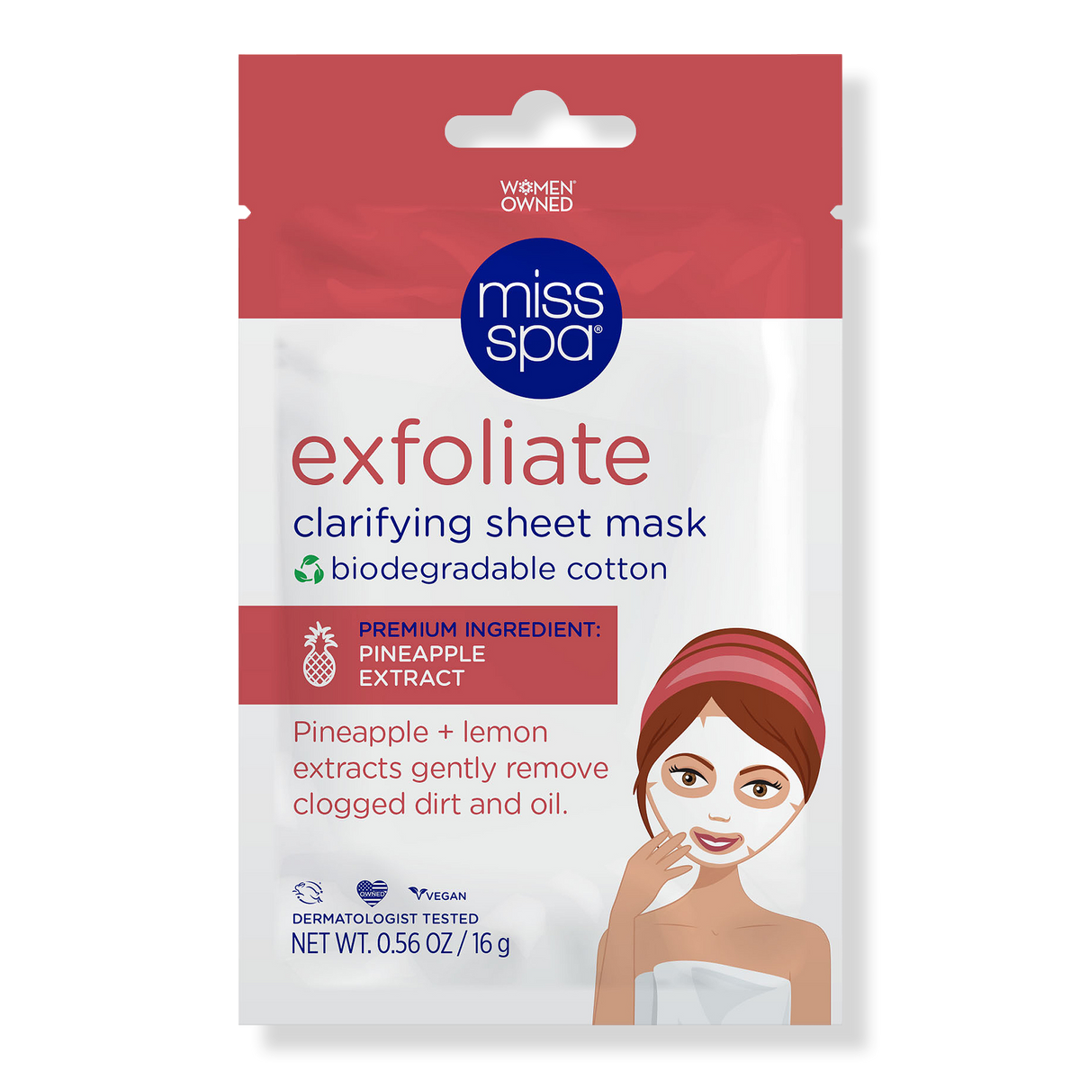 Miss Spa Exfoliate Clarifying Sheet Mask, 1 ea