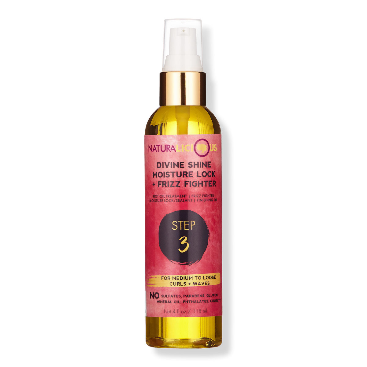 Naturalicious Divine Shine Moisture Lock + Frizz Fighter for Medium to Loose Curls + Waves, 4 oz