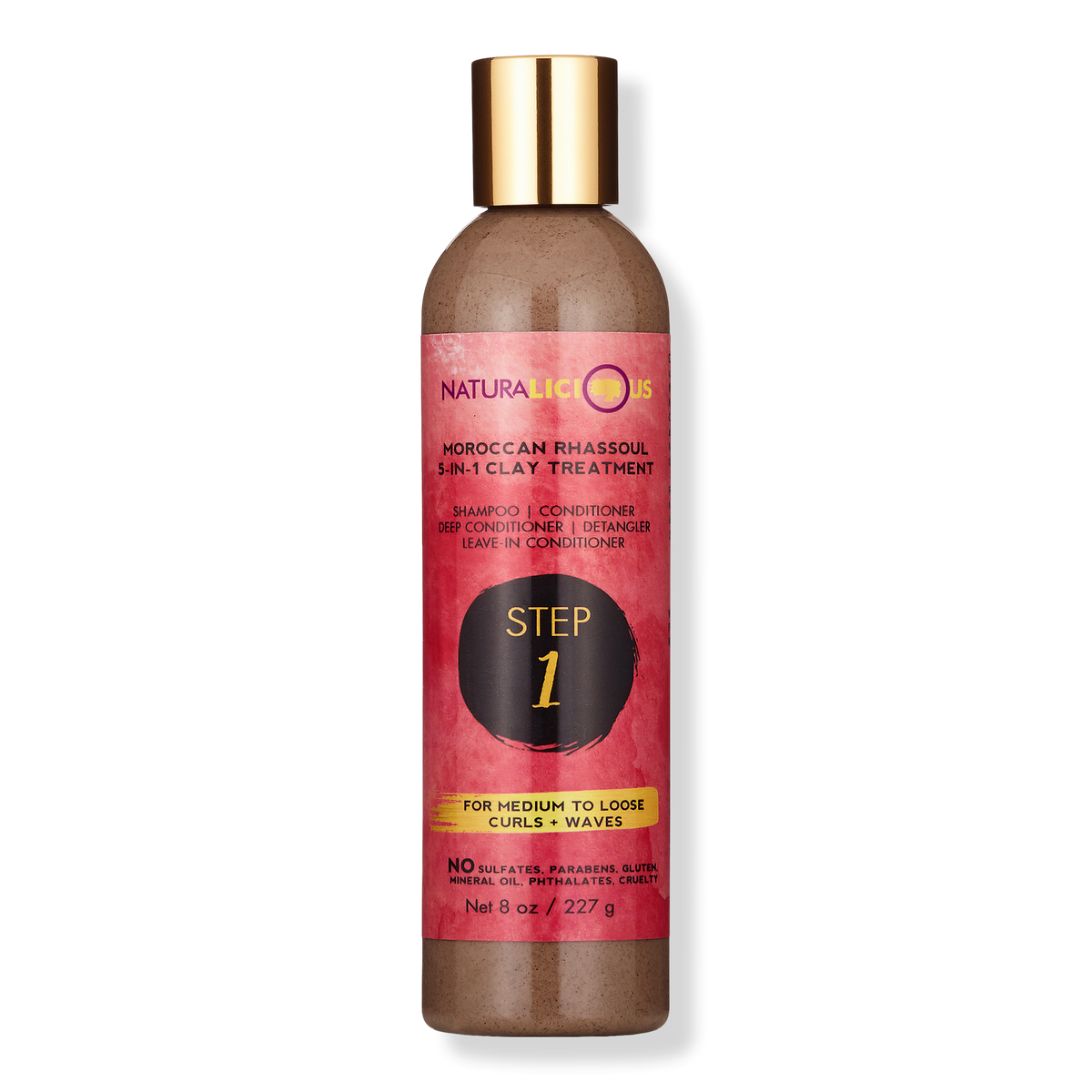 Naturalicious Moroccan Rhassoul 5-In-1 Clay Treatment for Medium to Loose Curls + Waves, 8 oz
