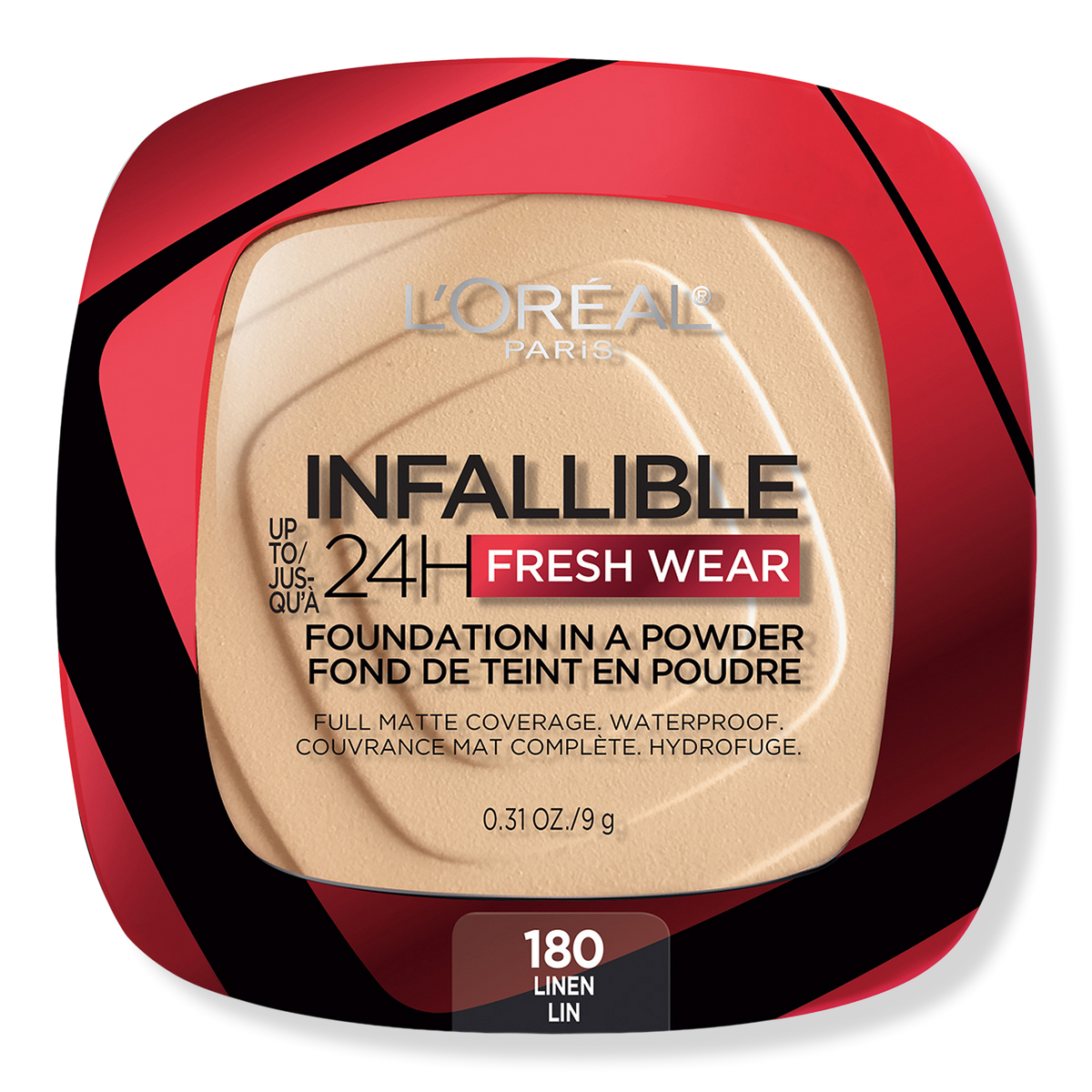 L'Oréal Infallible 24HR Fresh Wear Foundation In A Powder, 180 Linen, 0.31 oz