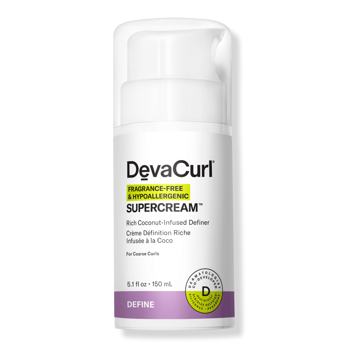 DevaCurl Fragrance-Free SUPERCREAM Rich Coconut-Infused Definer, 5.1 oz - OTC Shoppe Express