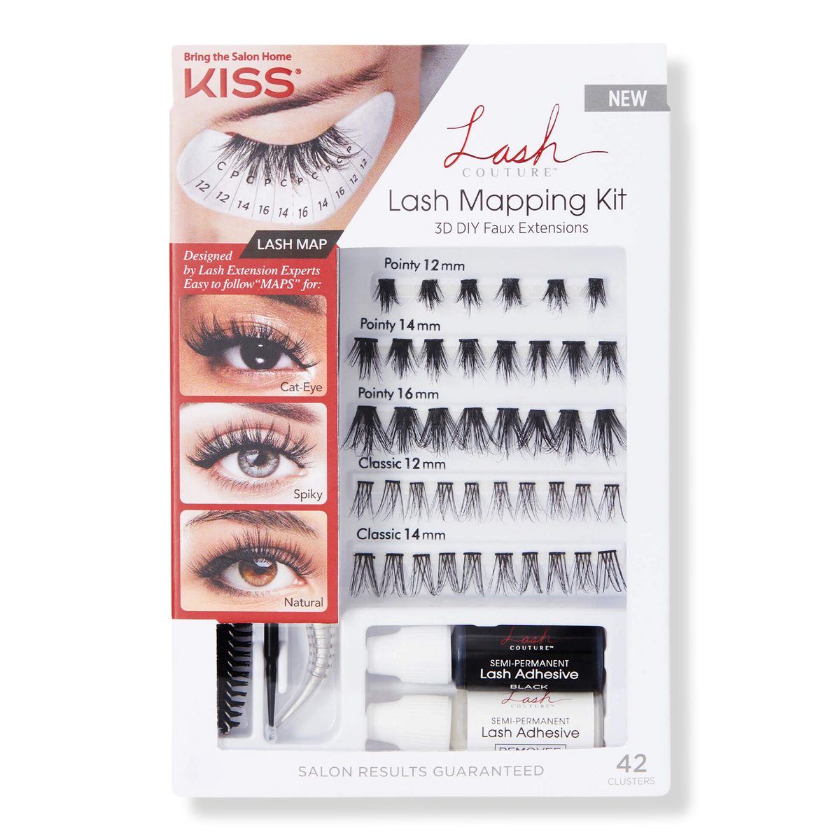 Kiss Lash Couture Faux Extensions Lash Mapping Kit, Clusters, 42 ea