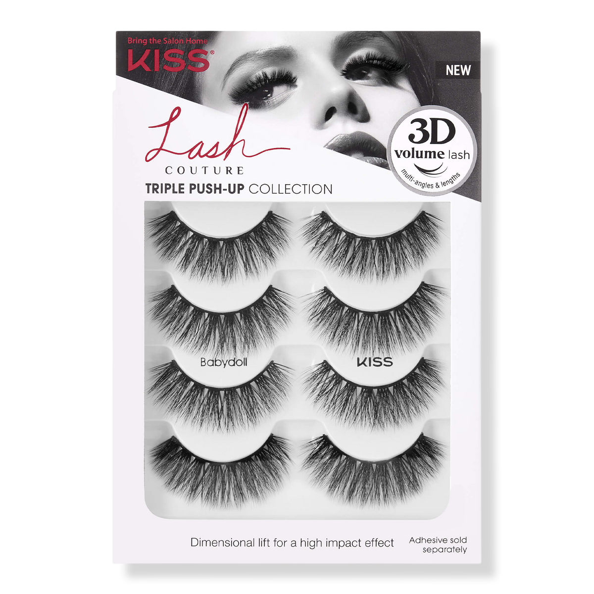 Kiss Lash Couture Triple Push-Up Eyelashes Babydoll Multi-Pack