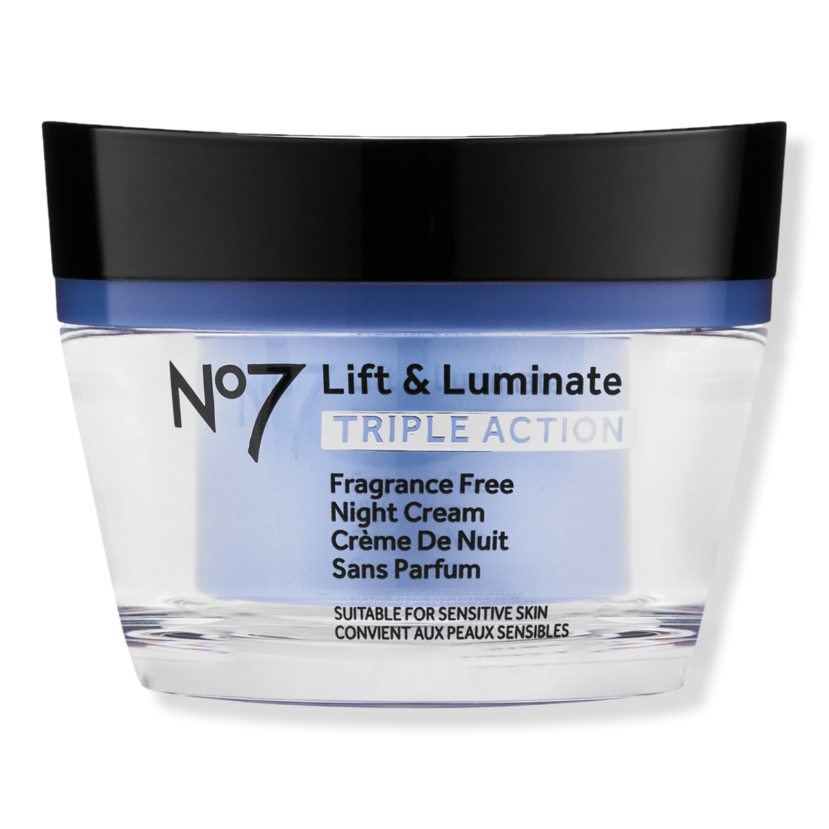 No7 Lift & Luminate Triple Action Fragrance Free Night Cream, 1.69 oz