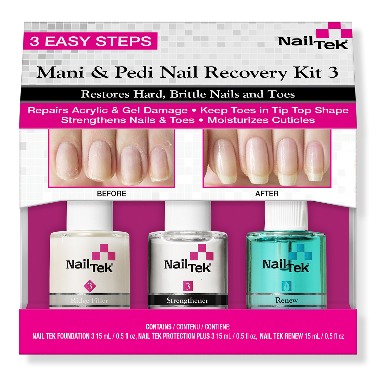 Nail Tek Mani & Pedi Nail Recovery Kit 3, 1 ea