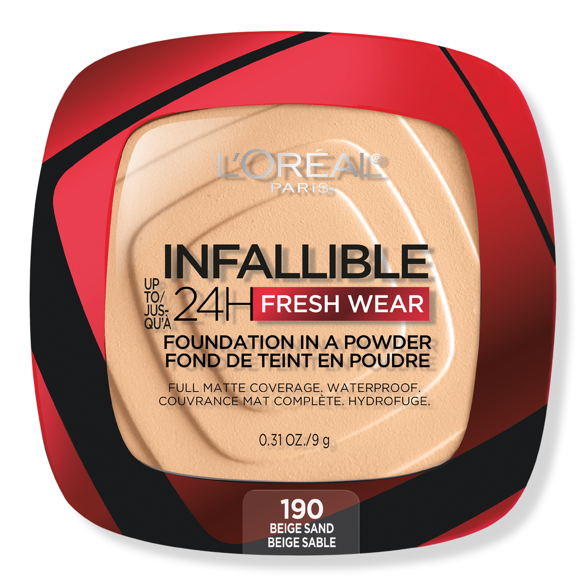 L'Oréal Infallible 24HR Fresh Wear Foundation In A Powder, 190 Beige Sand, 0.31 oz