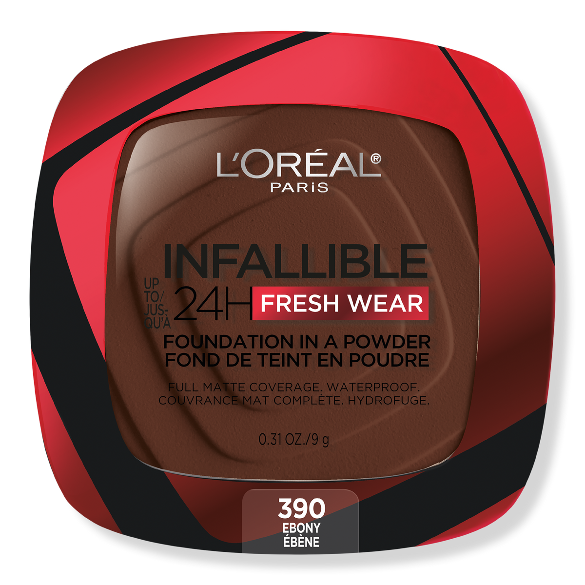 L'Oréal Infallible 24HR Fresh Wear Foundation In A Powder, 390 Ebony, 0.31 oz