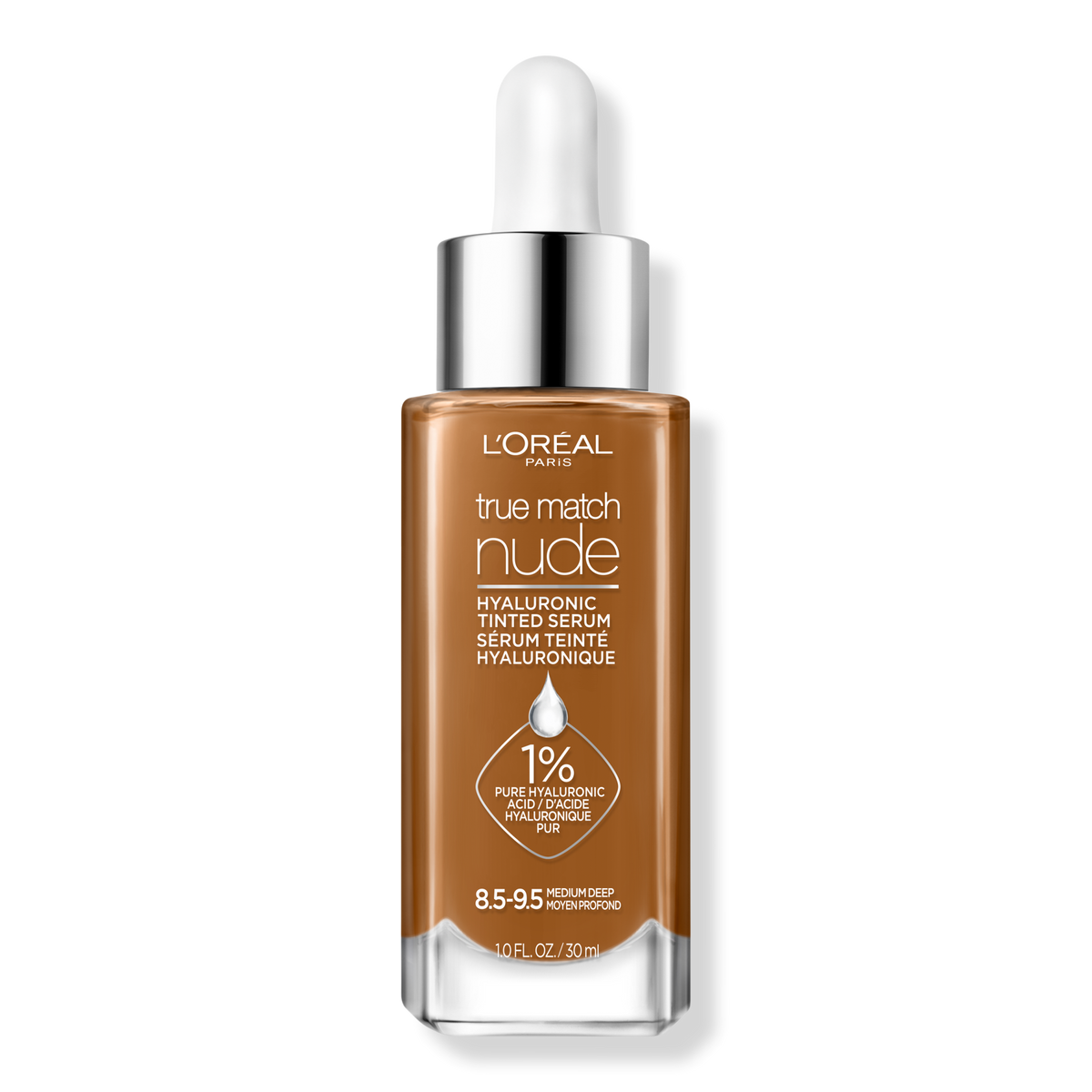 L'Oréal True Match Nude Hyaluronic Tinted Serum, 8.5-9.5 Medium Deep, 1 oz