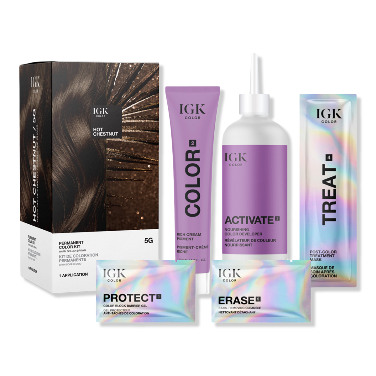 IGK Permanent Color Kit, 5G Hot Chestnut