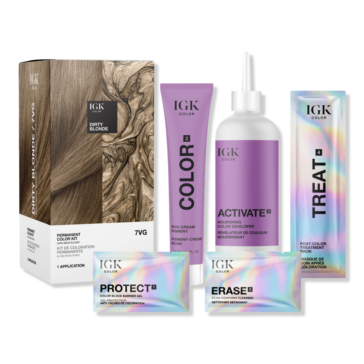 IGK Permanent Color Kit, 7VG Dirty Blonde