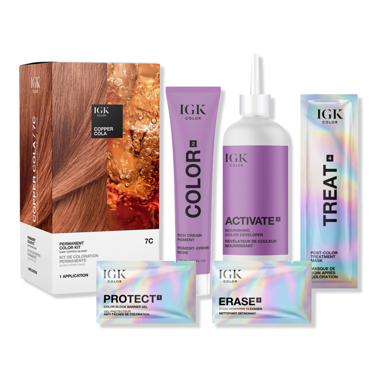 IGK Permanent Color Kit, 7C Copper Cola