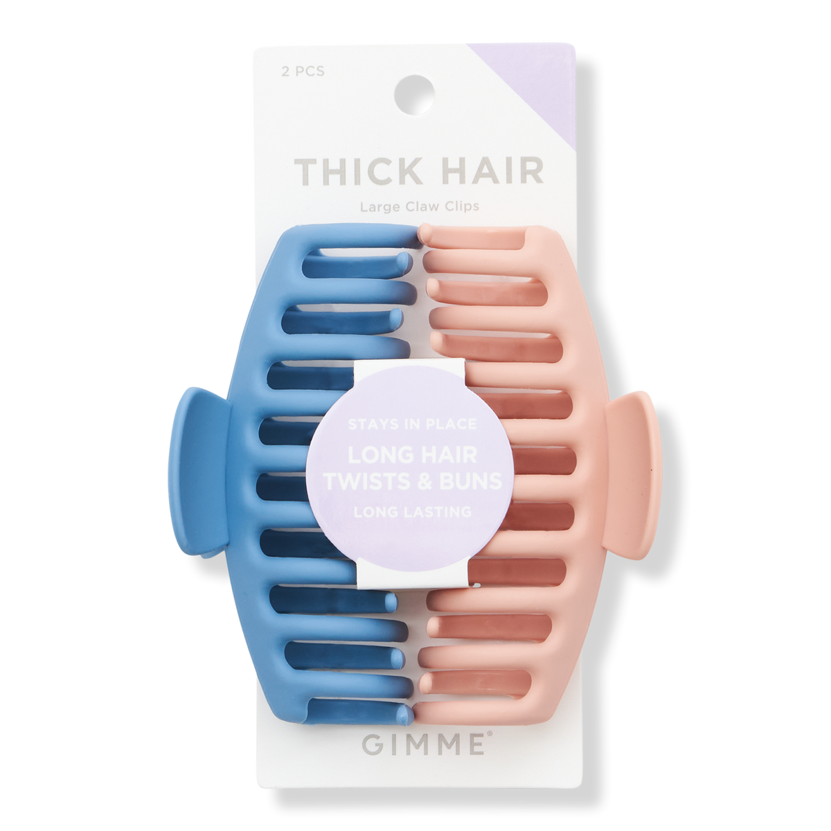 GIMME beauty Thick Hair Blue & Pink Claw Clips, 2 ea