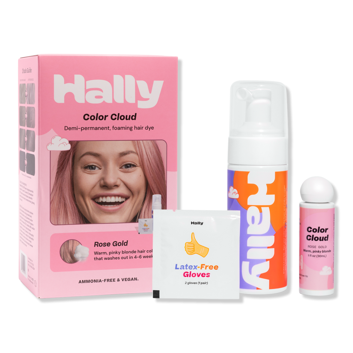 HALLY Color Cloud, Foaming Hair Color, Rose Gold