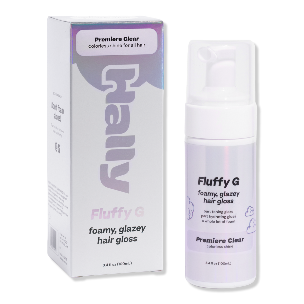 HALLY Fluffy G, Foamy Glazey Hair Gloss, Premiere Clear, 3.4 oz