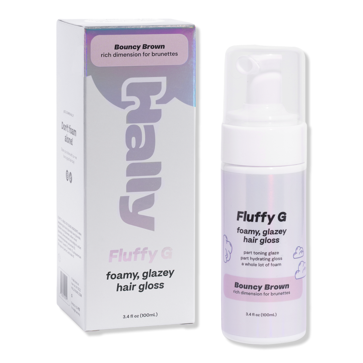 HALLY Fluffy G, Foamy Glazey Hair Gloss, Bouncy Brown, 3.4 oz