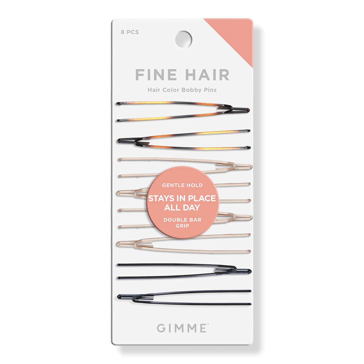 GIMME beauty Fine Hair Assorted Color Bobby Pins, 8 ea